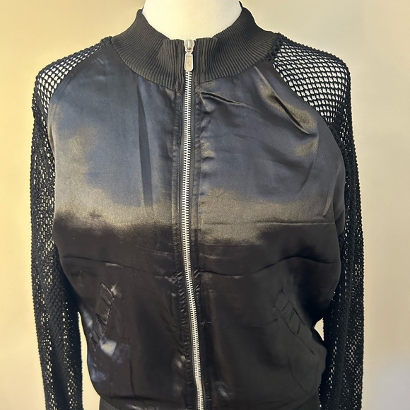 Furst of a Kind satin bomber jacket with net sleeves - Picture 2 of 5